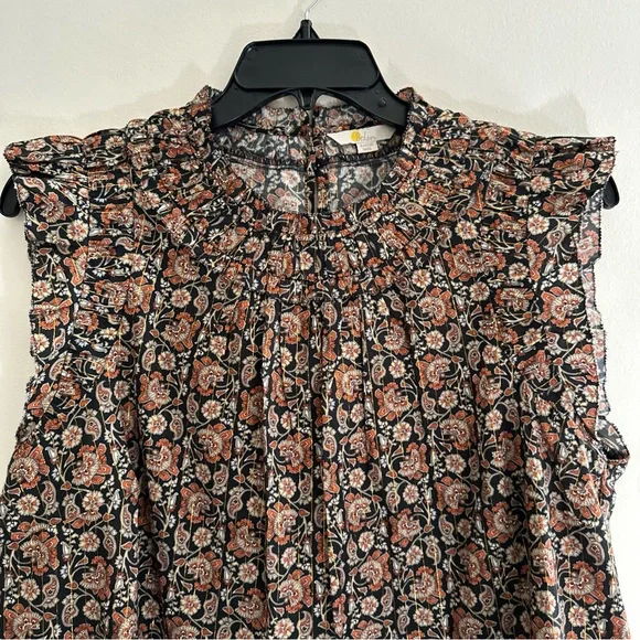 Boden Ruched Detail Metallic Thread Paisley Print Blouse Top Women’s Size 14 US - Picture 6 of 11